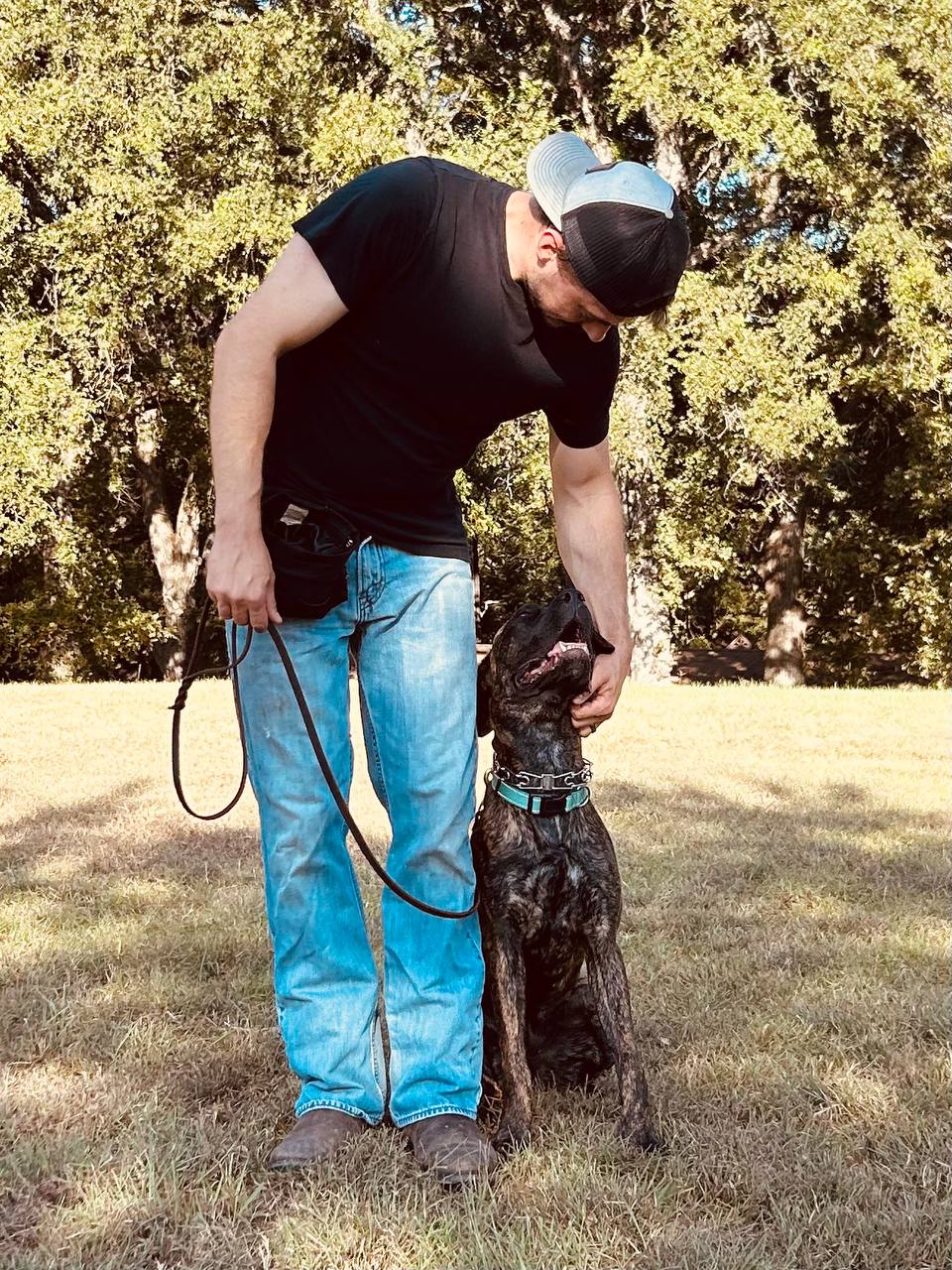 Justin Schaefer training a dog